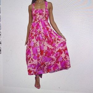Pink and red floral dress